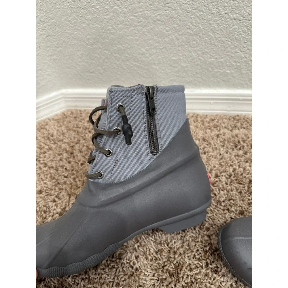 Sperry Saltwater Duck Boots Womens 8 Grey Waterproof Rain Snow STS84383